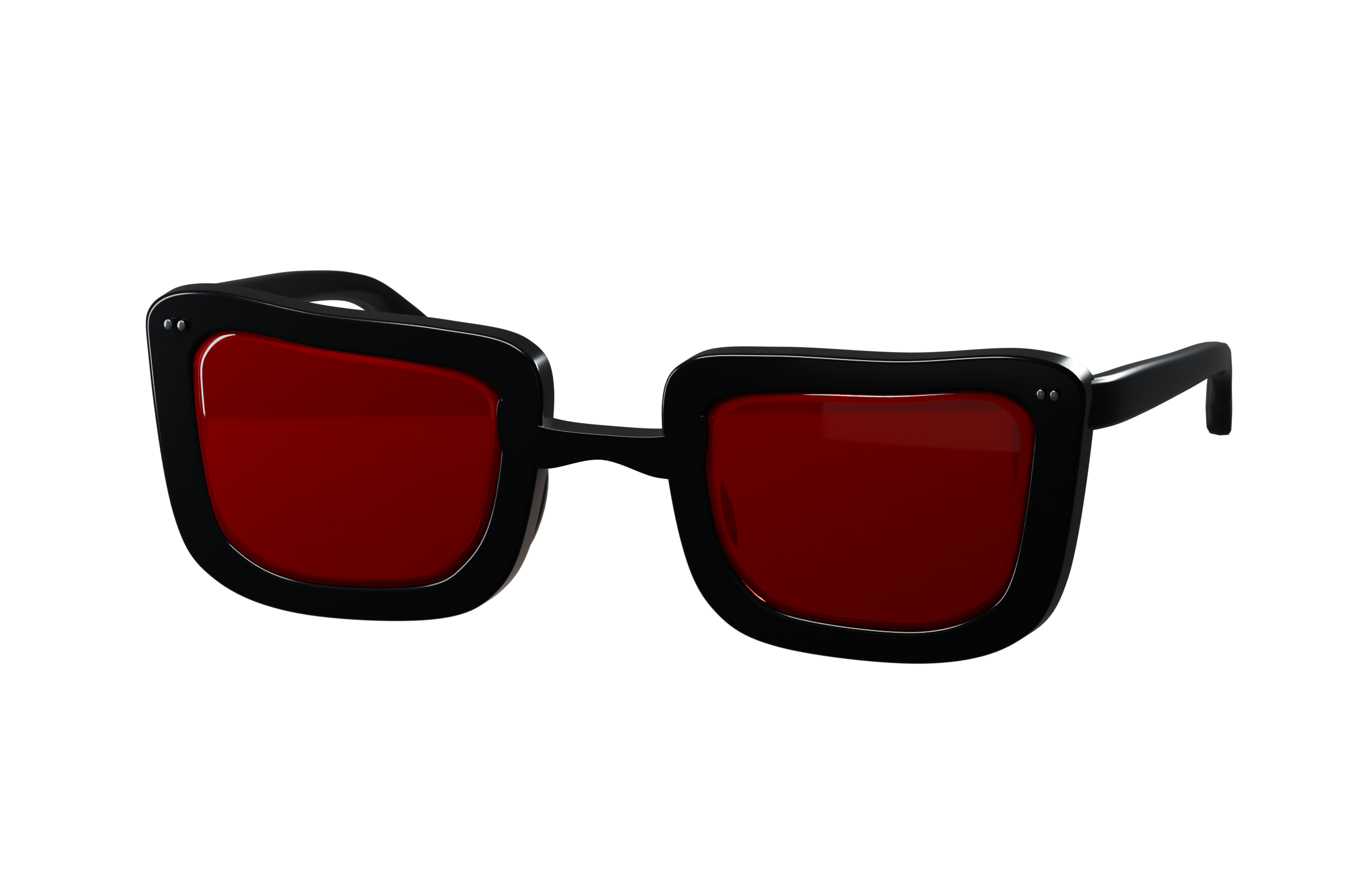 SNDN black glasses with curved ruby lenses
