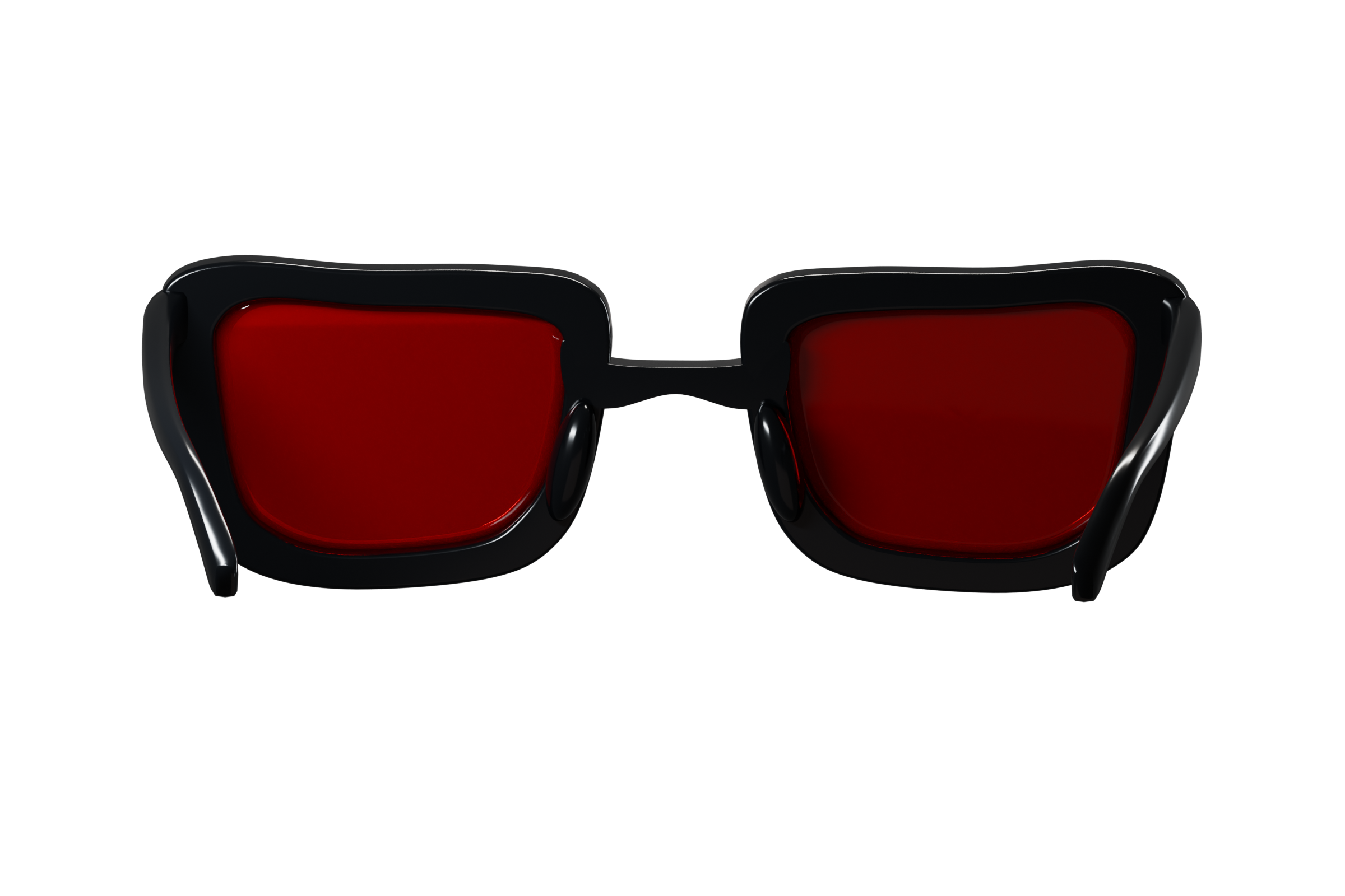 Rear view of the black SNDN frame and ruby lenses